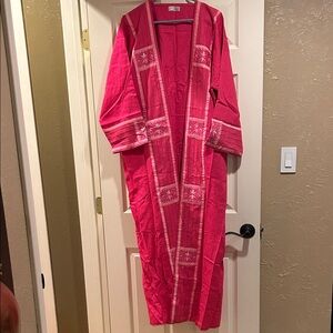 Women's Fuchsia Embroidered Robe - Lightweight Long Cover-Up one size